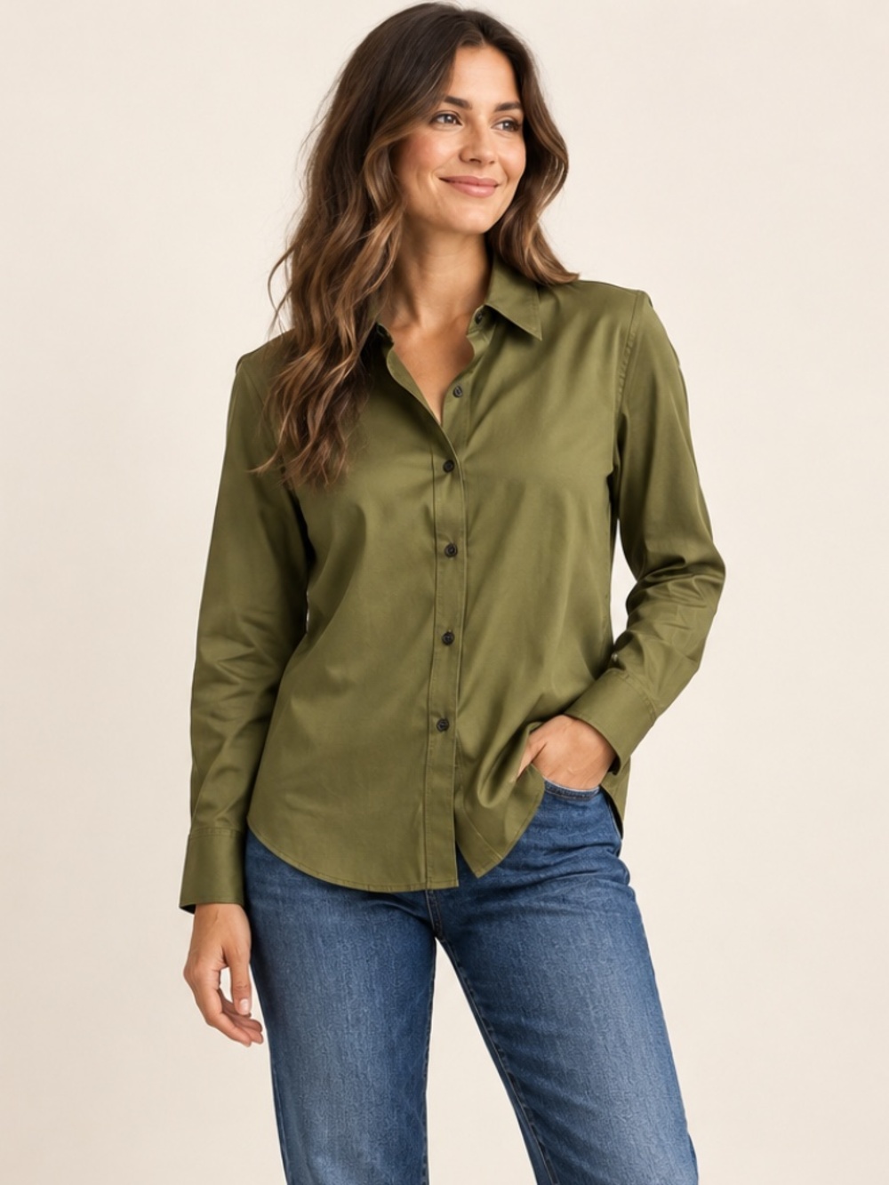 Banana Republic Olive Green Button Down Shirt Size M Classic